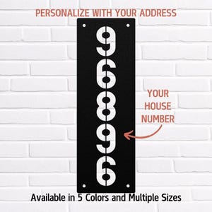 Vertical Metal Address Sign: Custom Outdoor House Numbers