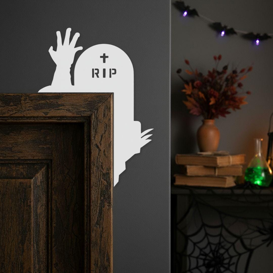 RIP Zombie Hand Halloween Metal Corner Sign – Spooky Wall Art for Door ...