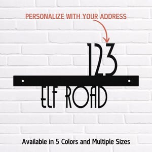 Mid Century Modern Metal House Number Sign - Address Sign with Street Name -Retro Style House Number - MCM Address Number with Street Name
