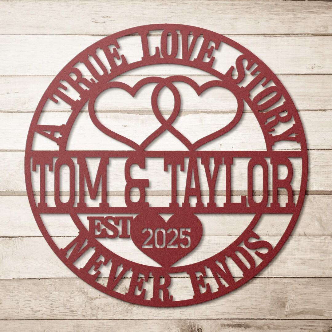 Personalized Wedding Gift for Couple, Metal Heart Sign With Name and ...