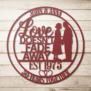 Personalized 50th Anniversary Metal Sign | Golden Anniversary Gift for Parents, Grandparents, Husband, Wife | 50 Year Wedding Wall Art