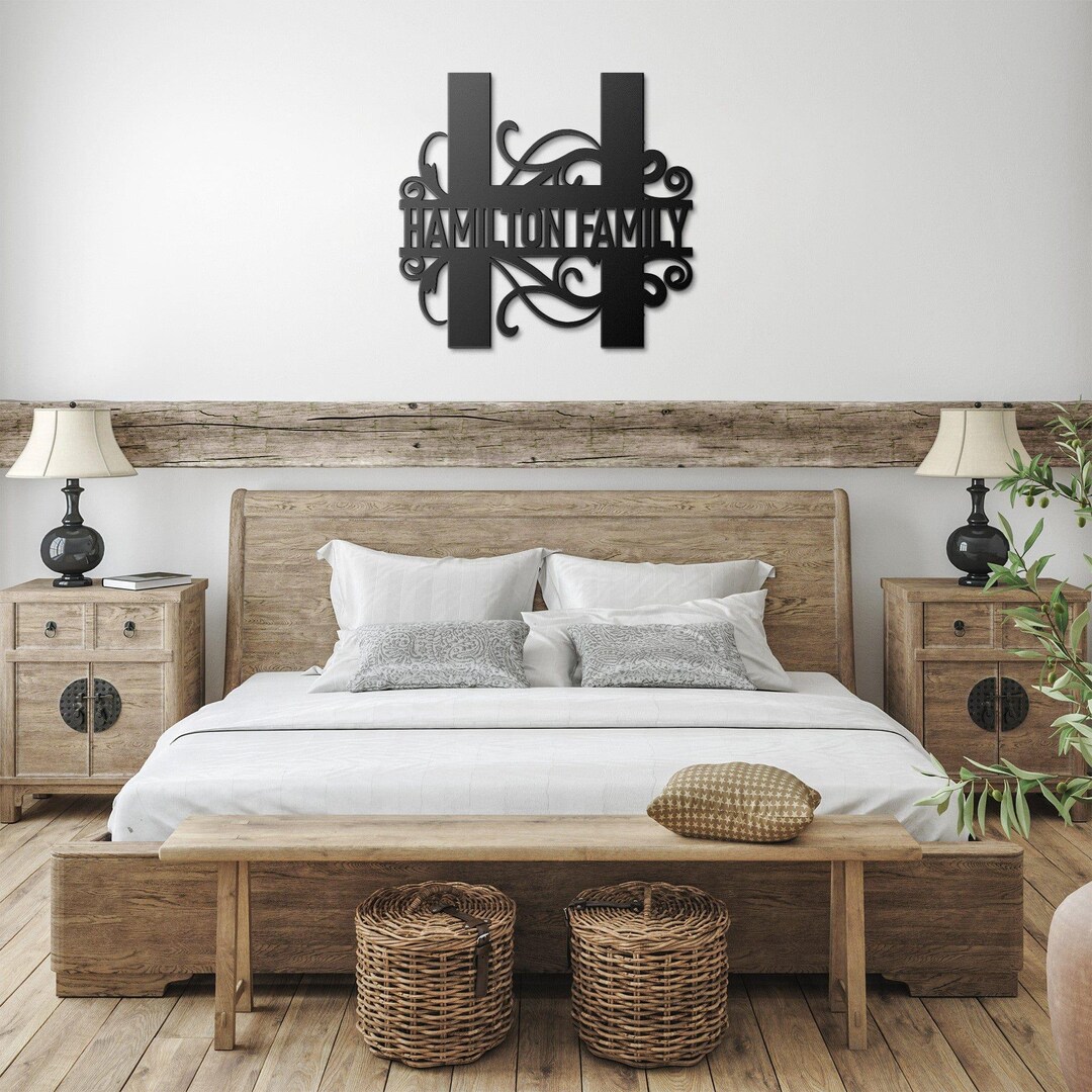 Split Family Sign Split Letter Monogram Sign | Custom Family Name & Initial ...