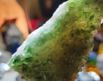 Sparkling Green Phantom Quartz Cluster Crystal Point Mineral Specimen Healing - 50.93g
