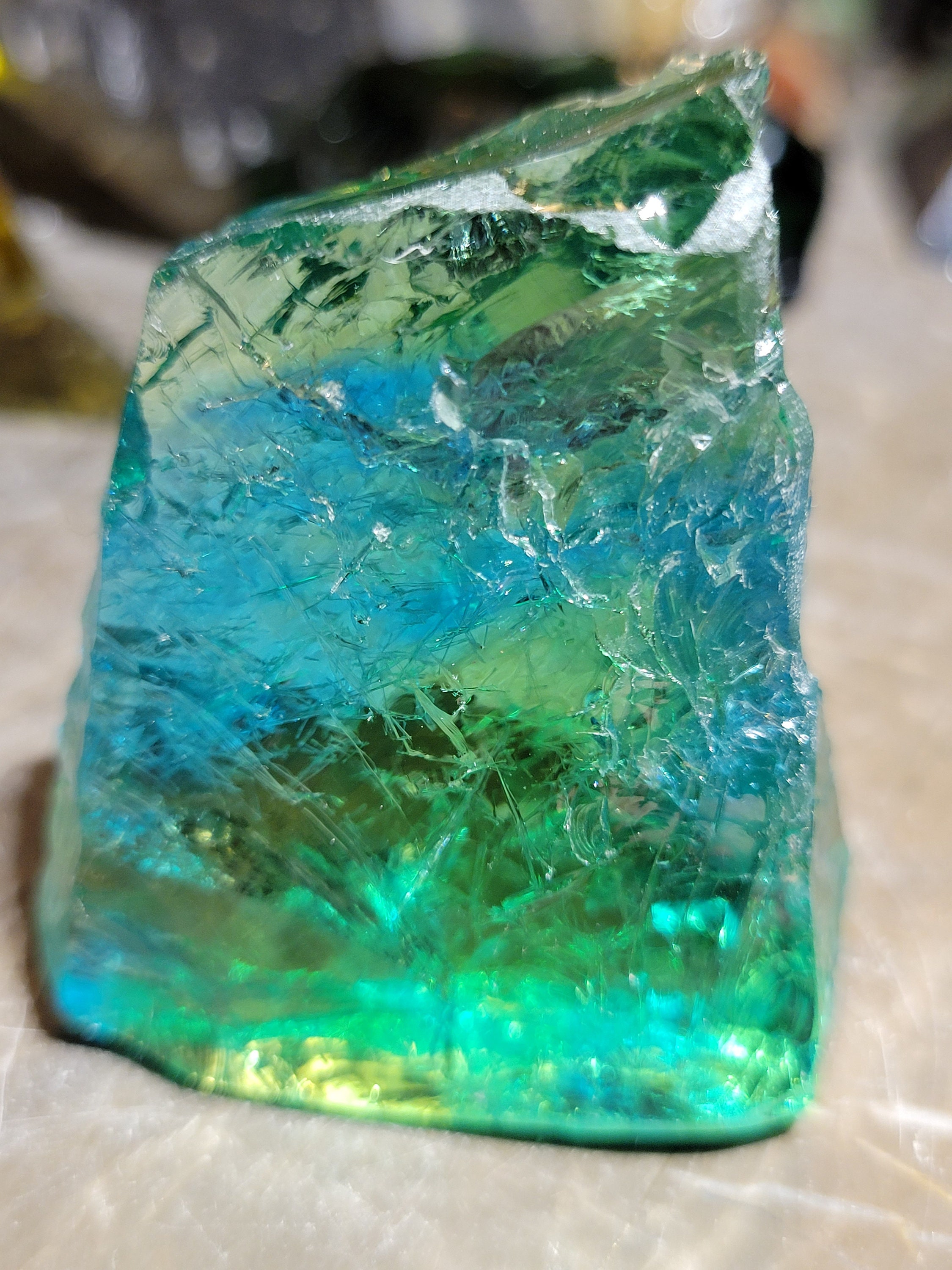Gem Bi-color Banded Eternal Spring/Electric Blue Andara Crystal 74 grams