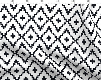 Aztec diamond fabric | Etsy Grey White Diamond Ikat Aztec Pattern