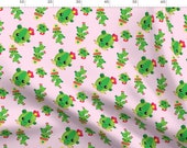 Kawaii Cactus Fabric - Cactus Love 05 By Prettygrafik - Cute Cactus Baby Pink Green Cotton Fabric By The Metre by Spoonflower