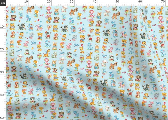 Baby Animals Fabric Poodle Duck Deer Giraffe Rabbit Skunk | Etsy