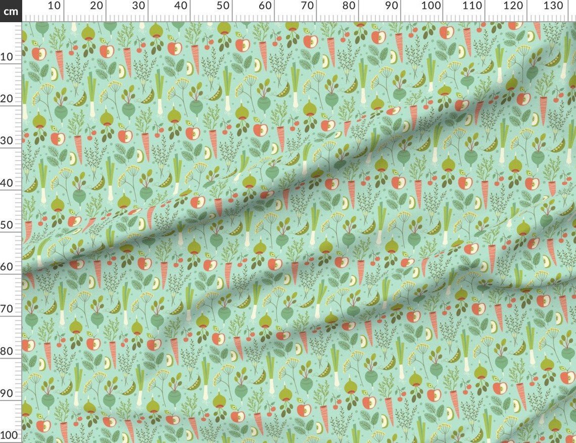 Vegetable Garden Fabric Homegrown On Blue By Studiojenny Etsy