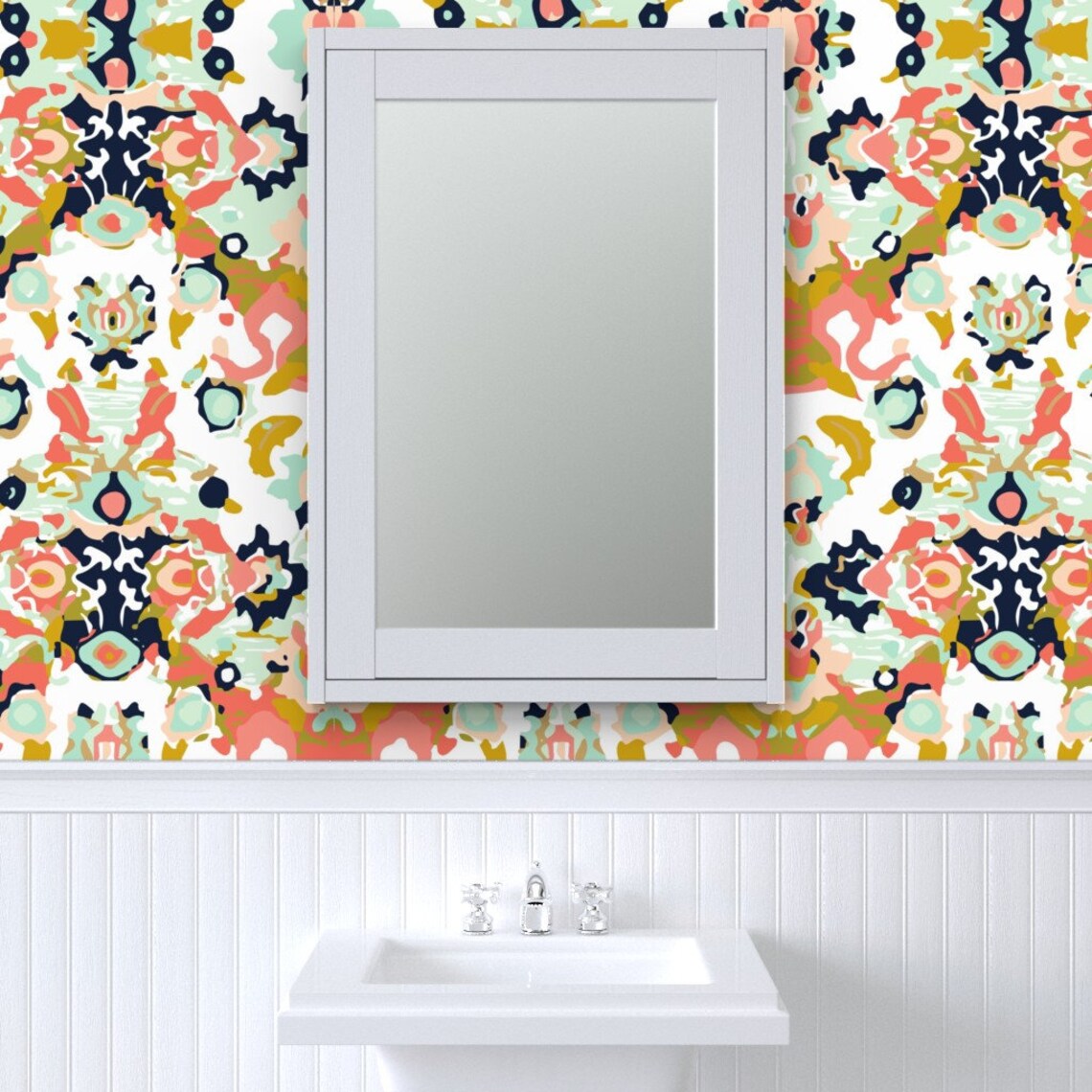 Abstract Wallpaper Coral Jubilee by Ivieclothco Dots Etsy