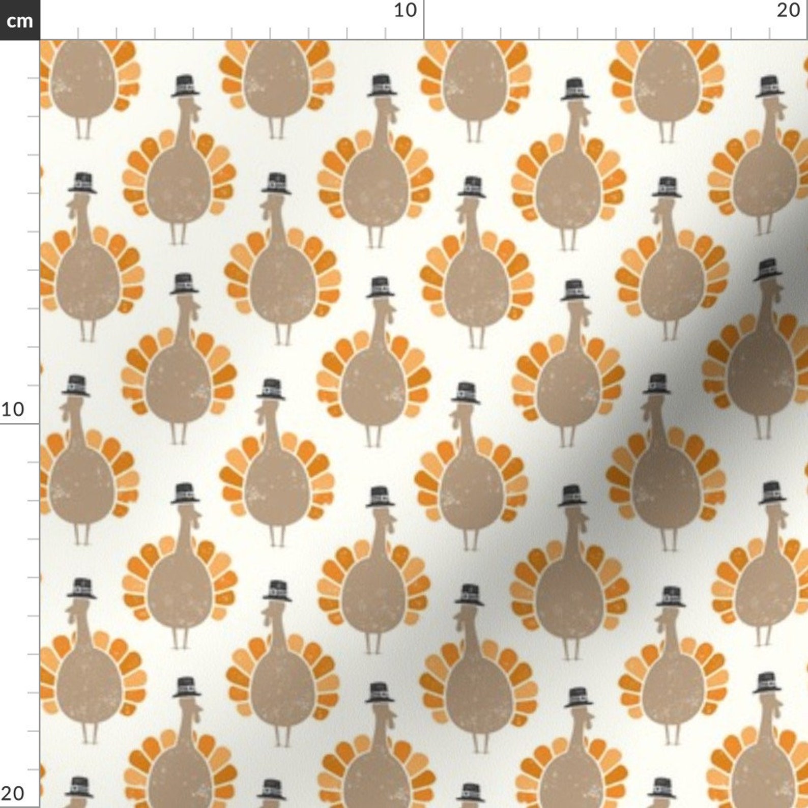 Turkey Fabric Turkeys Tan On Cream By Littlearrowdesign Etsy