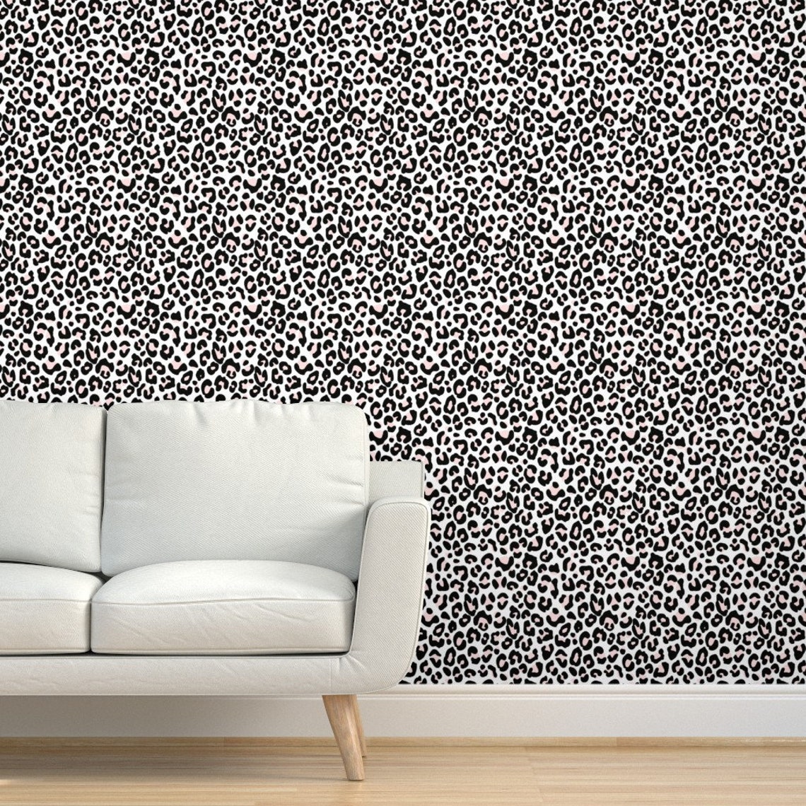 Animal Print Wallpaper White Pink Leopard Cheetah by | Etsy