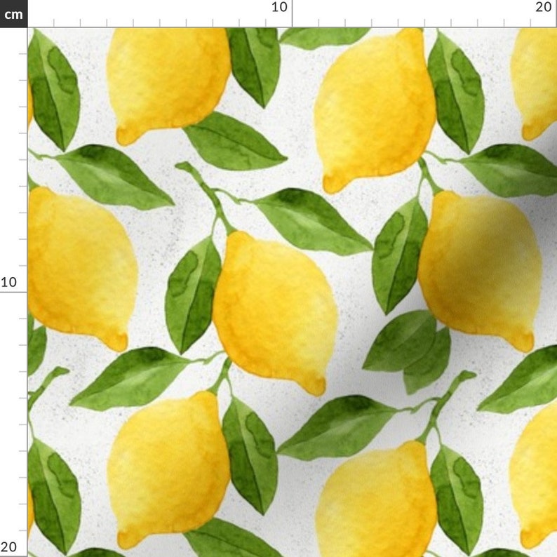 Lemon Botanical Fabric Watercolor Lemons Pattern by Helga Etsy