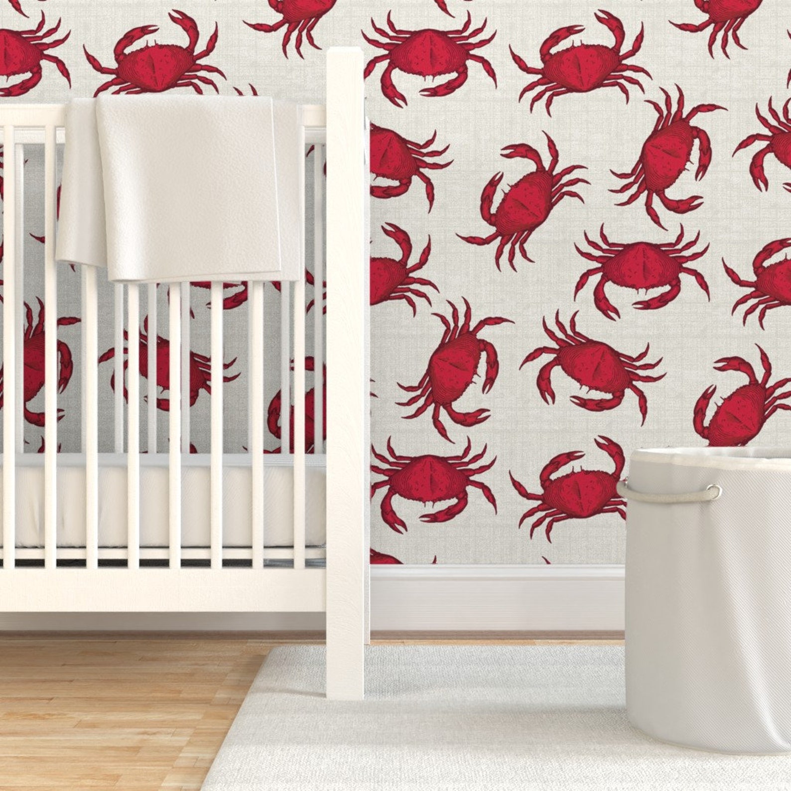 Nautical Wallpaper Red Crab by Littlerhodydesign Beach | Etsy