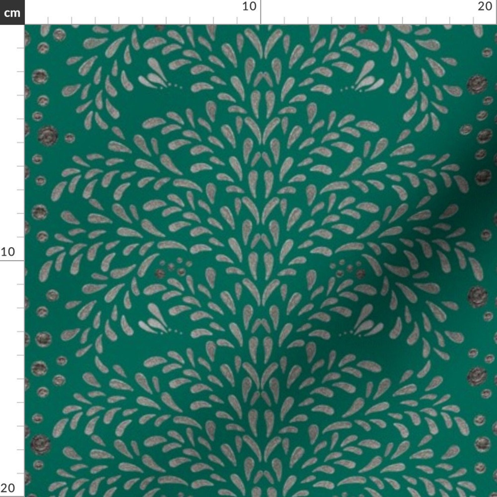 Green Abstract Damask Fabric Victorian Inspiration in Silver Etsy