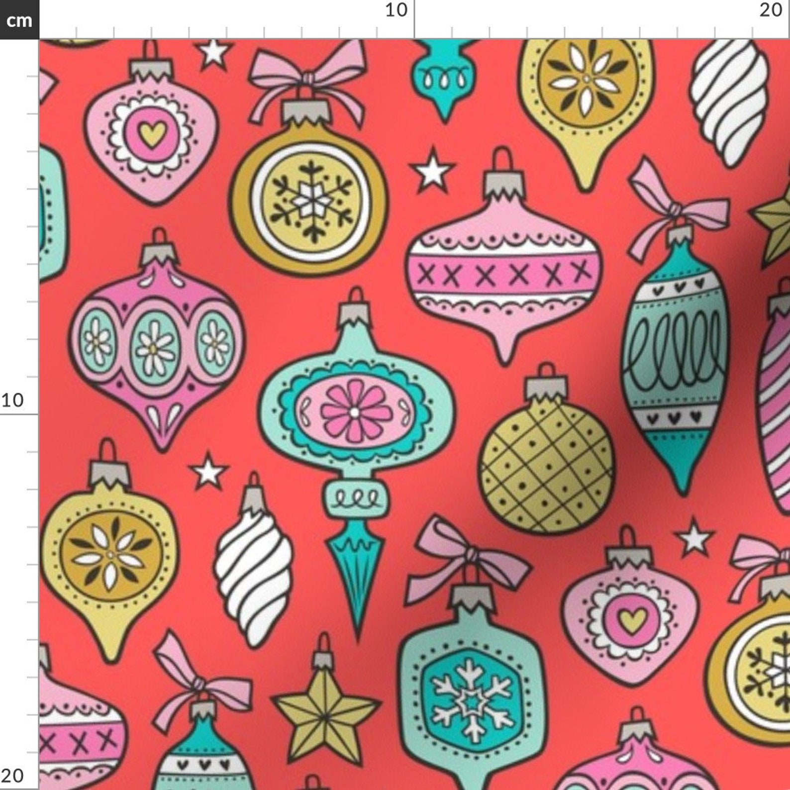Retro Christmas Fabric Vintage Christmas Holiday Ornaments Etsy