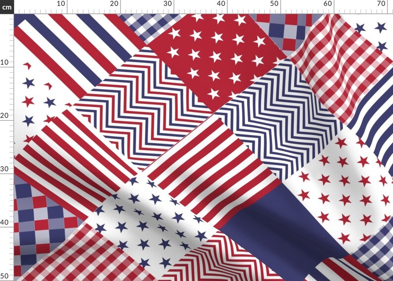 Patriotic Quilt Fabric Usa July 4th Red White Blue by Paper Etsy