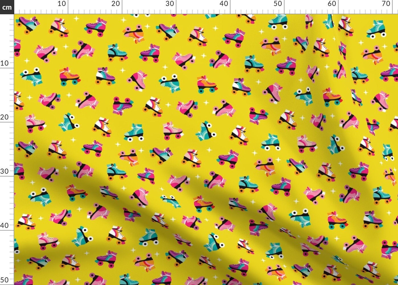 Roller Skate Fabric Fun Colorful Retro Roller Skates Disco Etsy