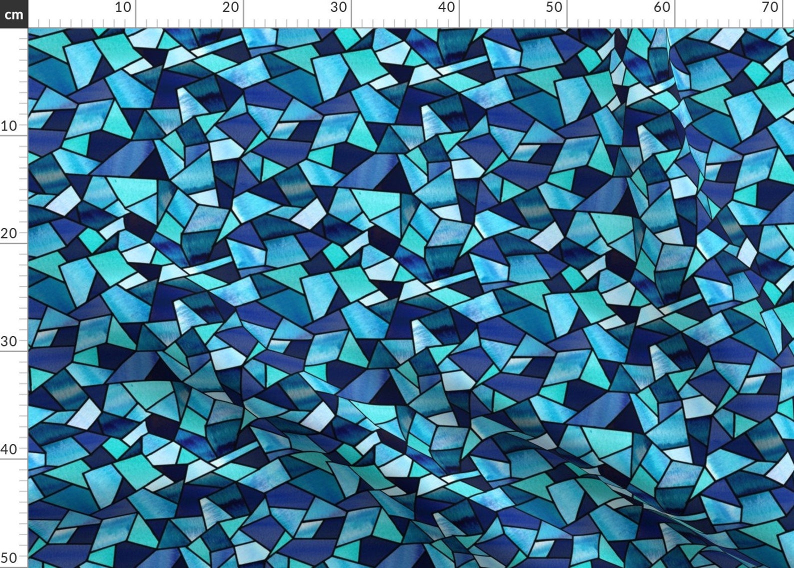 Stained Glass Fabric Blue Shades by Sarah Coombs Navy Teal Etsy