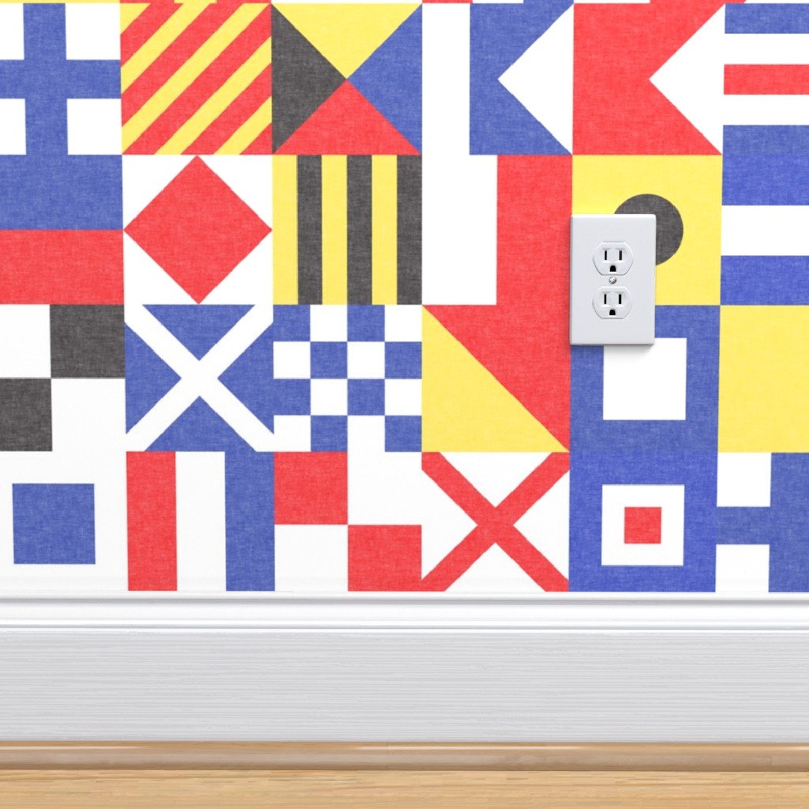Nautical Wallpaper Maritime Flags Patchwork by | Etsy