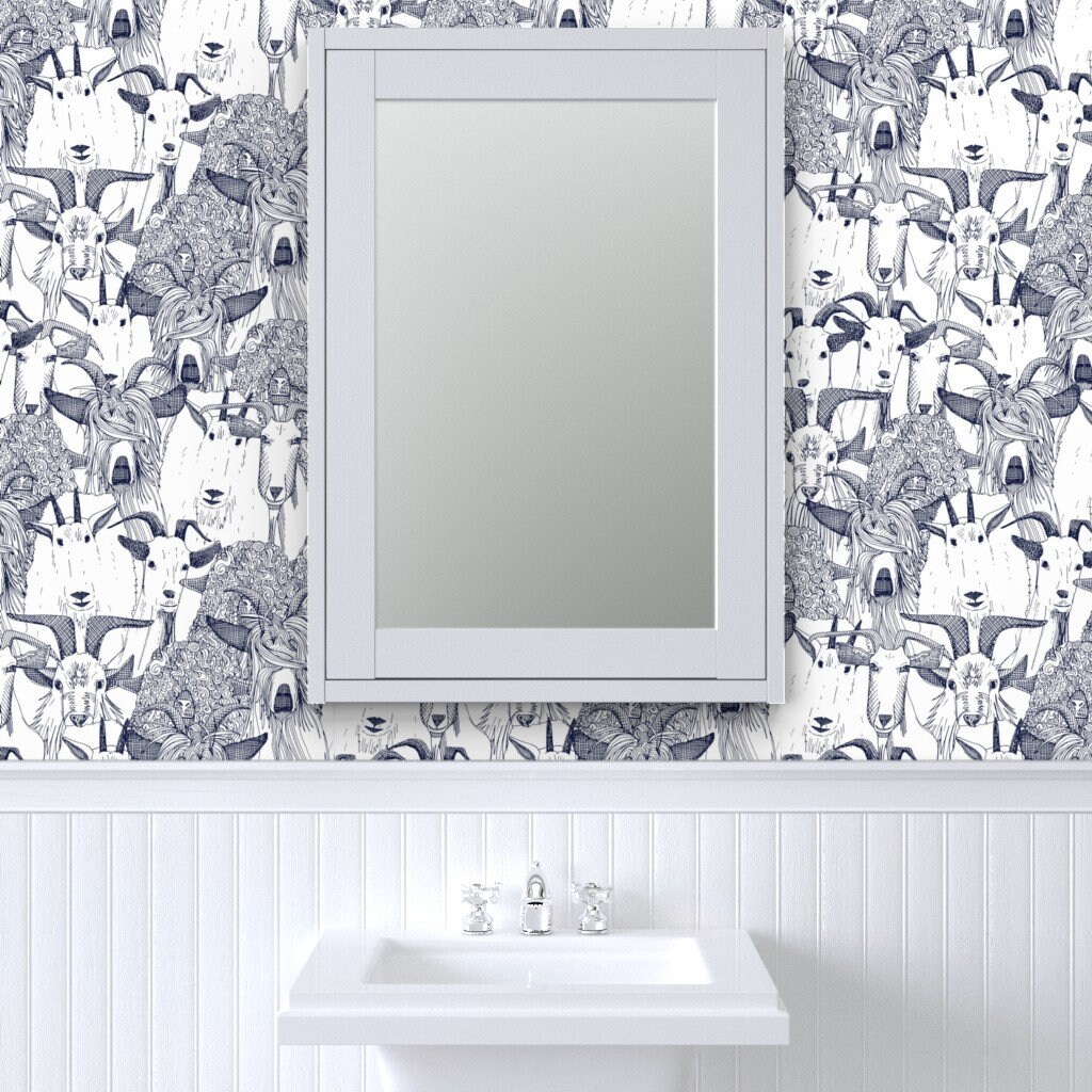 Blue Goats Wallpaper Just Goats Blue by Scrummy Blue Goats | Etsy