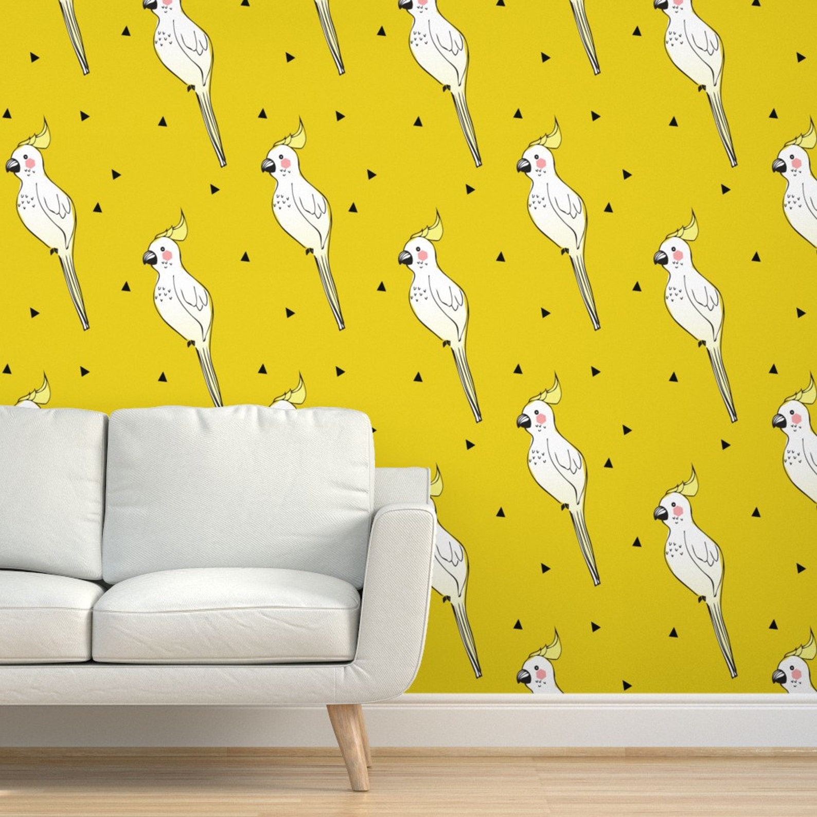 Bird Wallpaper Parrot Mustard by elvelyckan Animal Etsy
