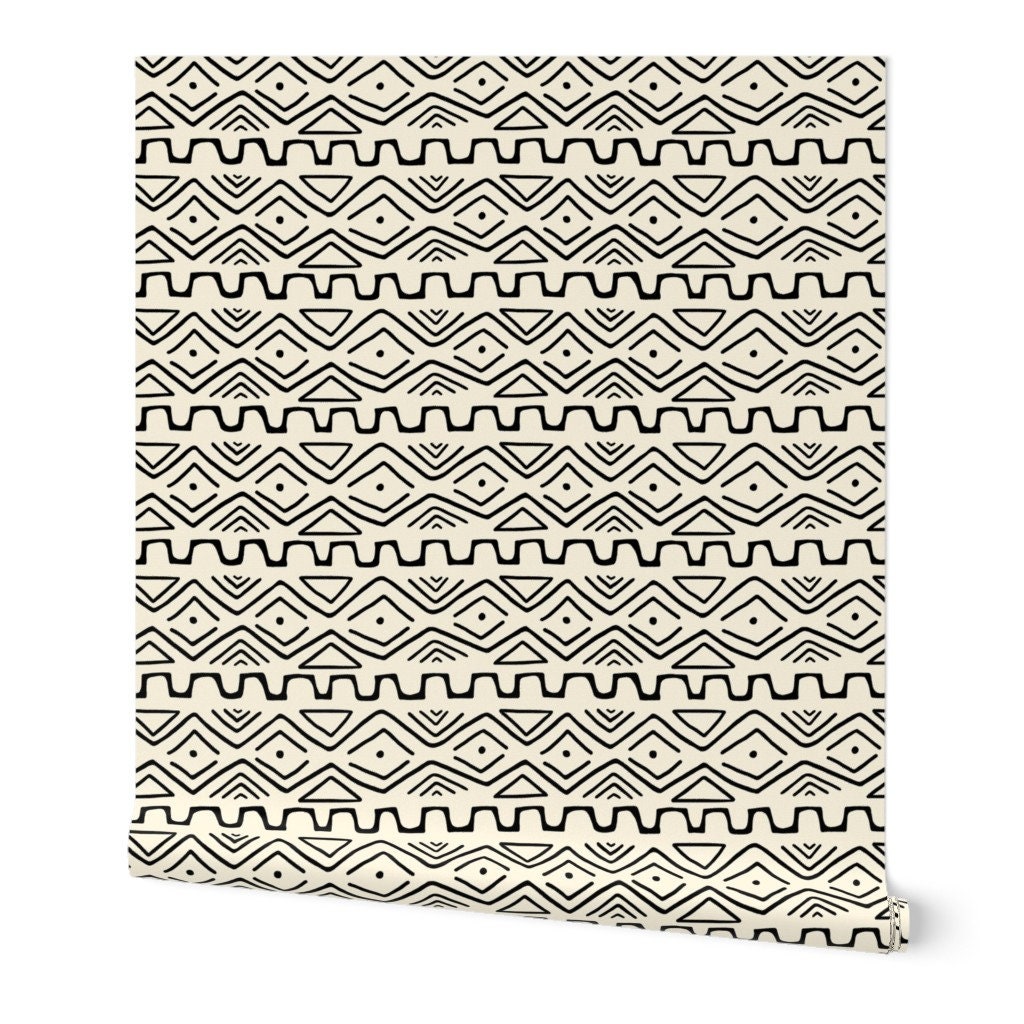 Mud Cloth Wallpaper Mud Cloth Cream by thewellingtonboot | Etsy
