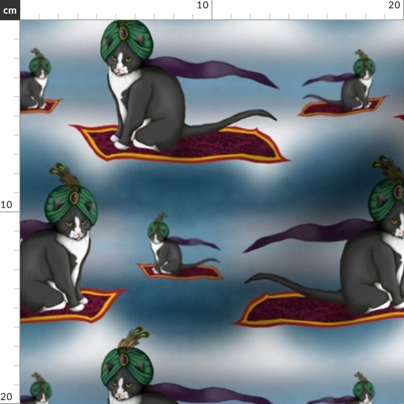 Cats Magic Carpet Fabric Magic Carpet Cat by Leeleeandthebee Etsy