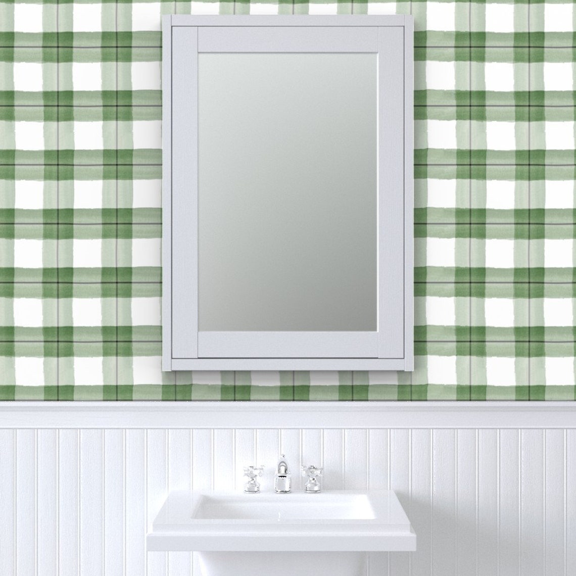 Green Plaid Wallpaper Plaid Green And Black By Daily | Etsy