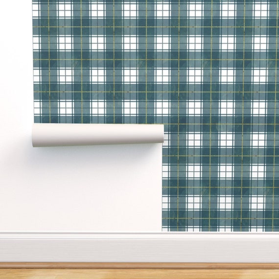 Forest Green Check Wallpaper Christmas Plaid by Adenaj Etsy