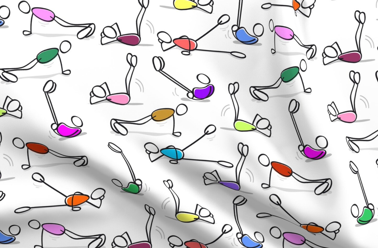 Exercise Sketched Fitness Workouts Rainbow Fabric Etsy