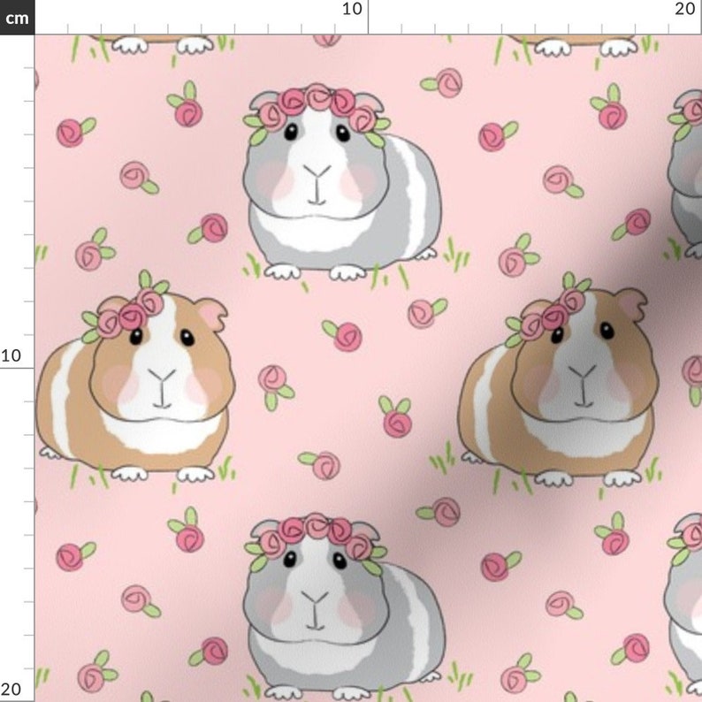 Guinea Pigs Fabric Guinea Pigs and Roses by Lilcubby Etsy