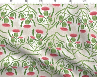 Scottish Thistle Fabric - Scottish Thistle By Landpenguin - Botanical Flower Home Decor Cotton Fabric By The Metre by Spoonflower