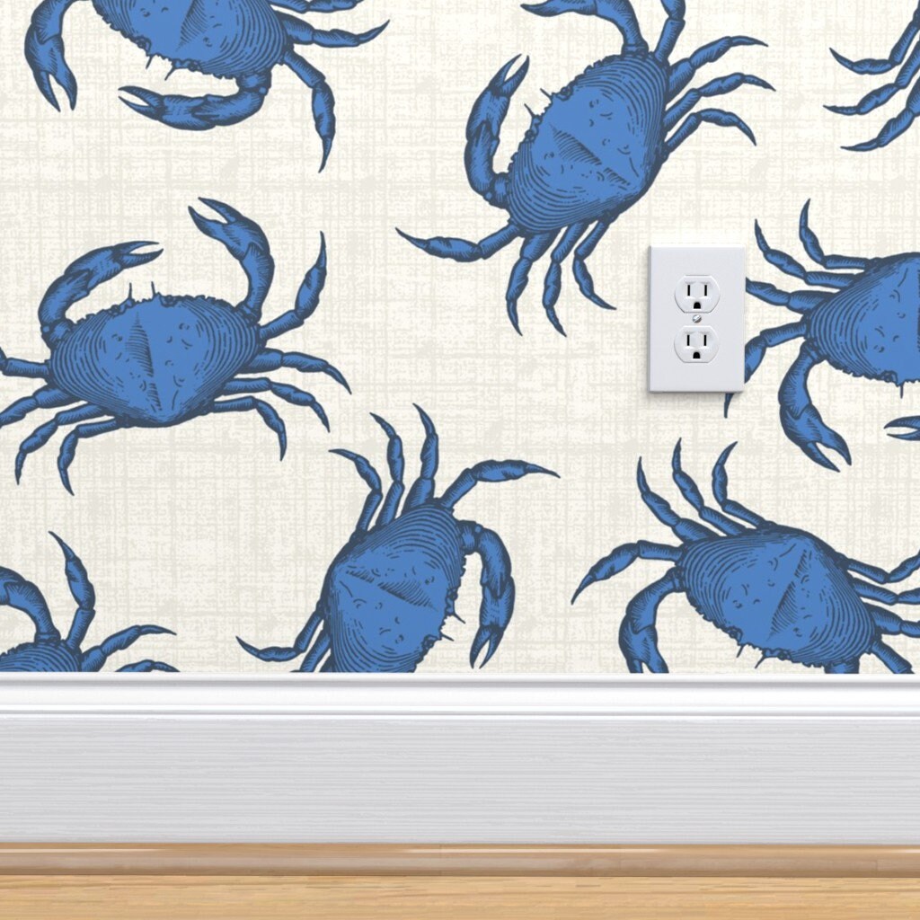 Crab Wallpaper Blue Crab by Littlerhodydesign Crab Blue Etsy