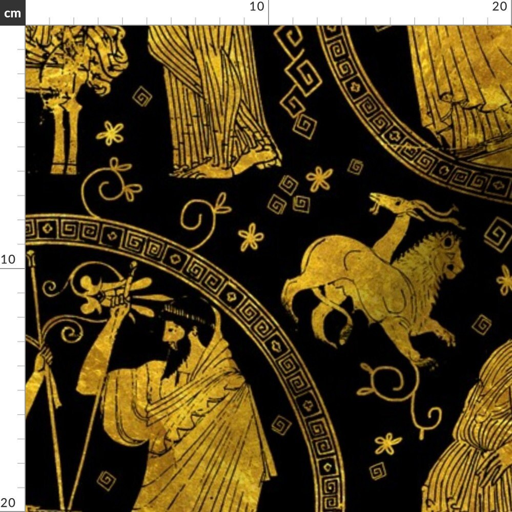 Greek Fabric Greekart By Gaiamarfurt Greece Grecian Etsy