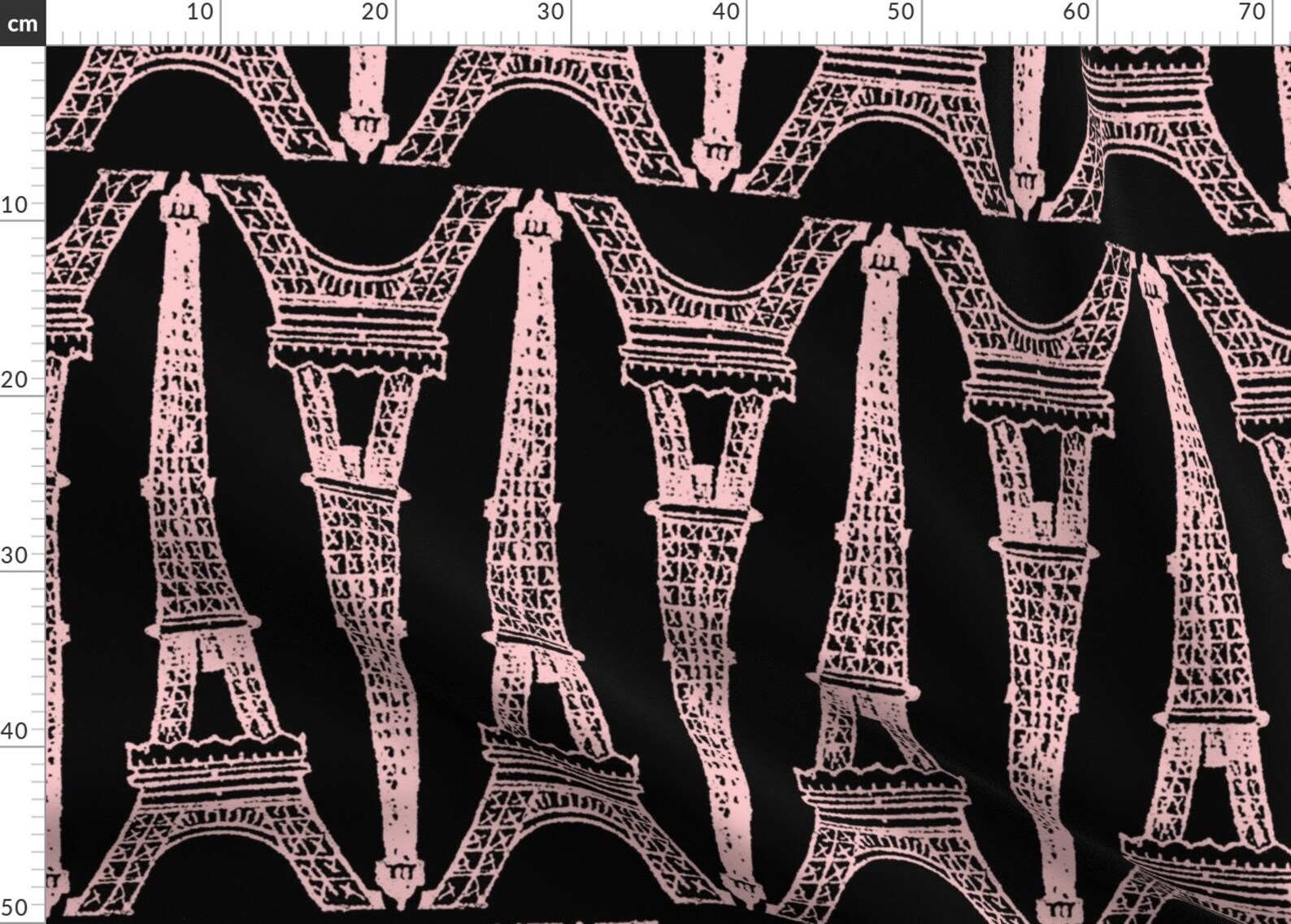 Pink Eiffel Tower Fabric Paris Eiffel For You Black And Pink Etsy