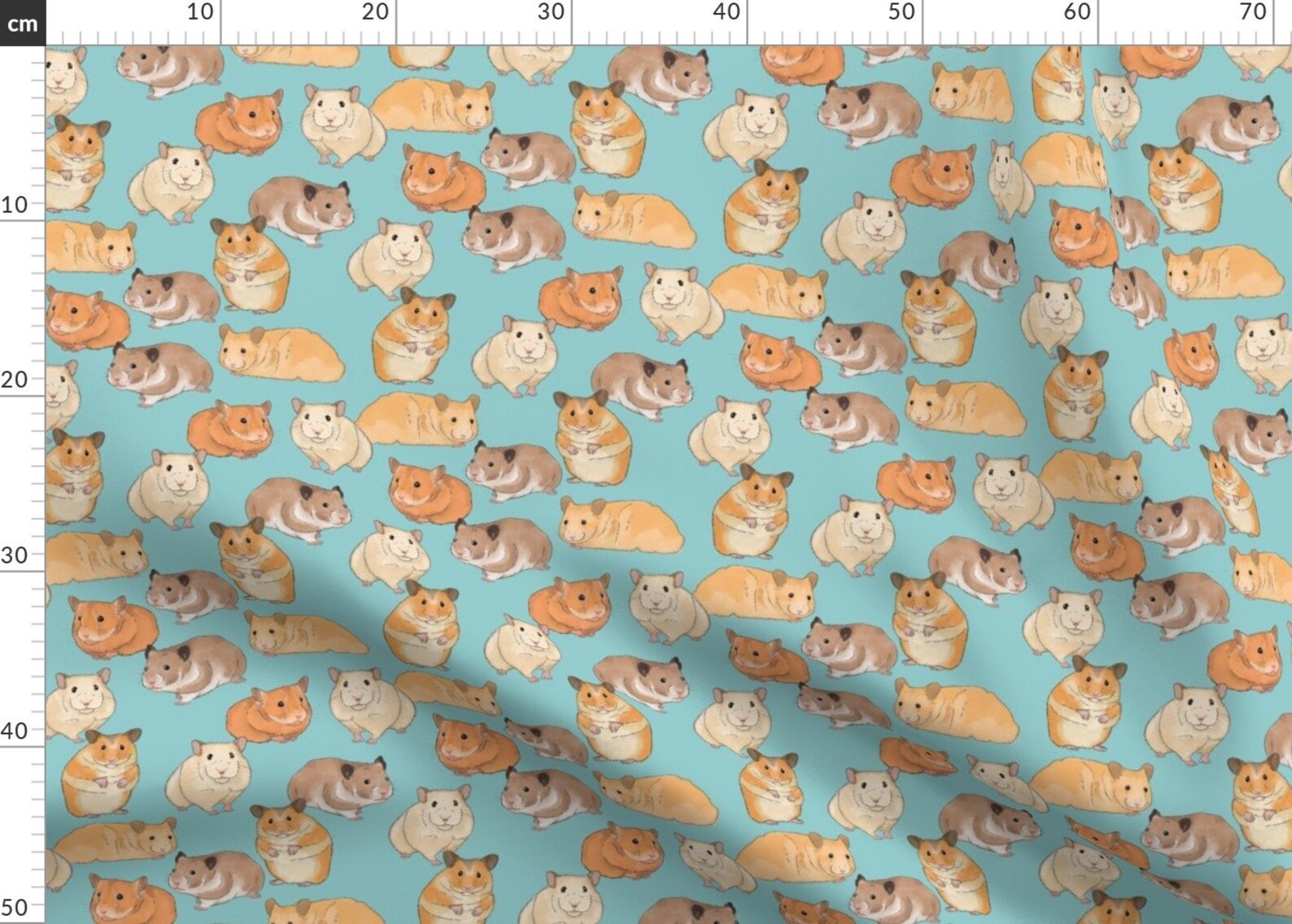 Hamster Fabric Hamsters on Light Blue by Landpenguin Pet Etsy UK