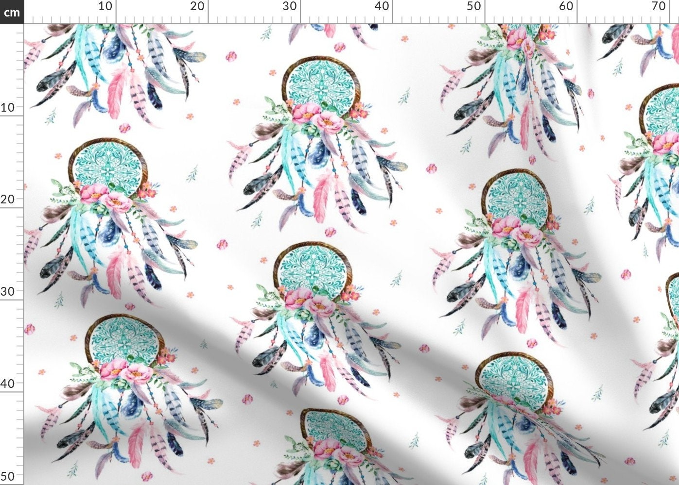Dream Catcher Fabric 8 Pink Aqua Dreamcatcher By Etsy