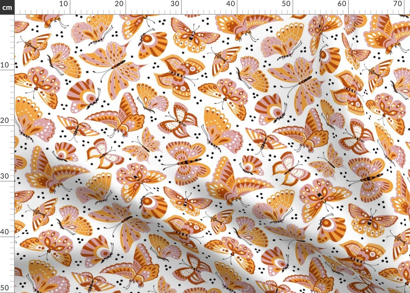 Burnt Orange Butterflies Fabric Butterflies Limited | Etsy