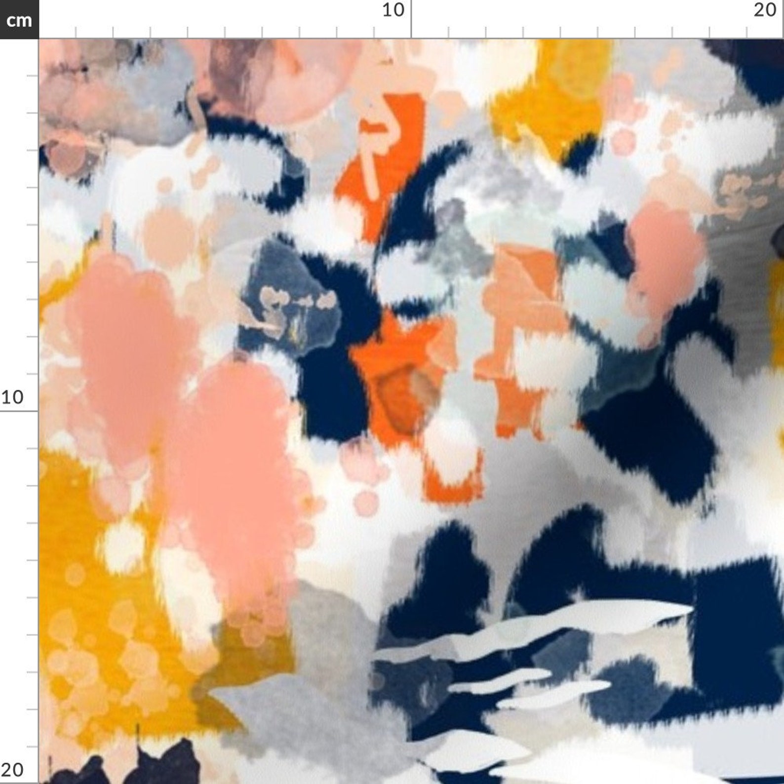 Painterly Fabric Stella Abstract Art Print On Fabric Navy Etsy