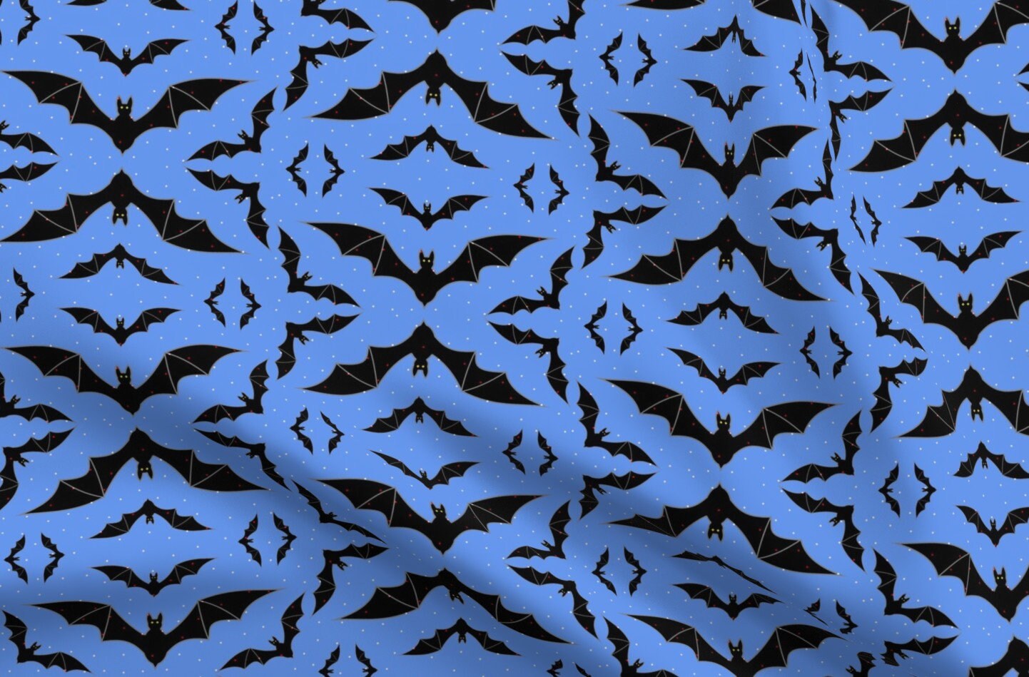 Bat Fabric Bats Black and Blue By Stephanierae Ca Bat Wing Etsy