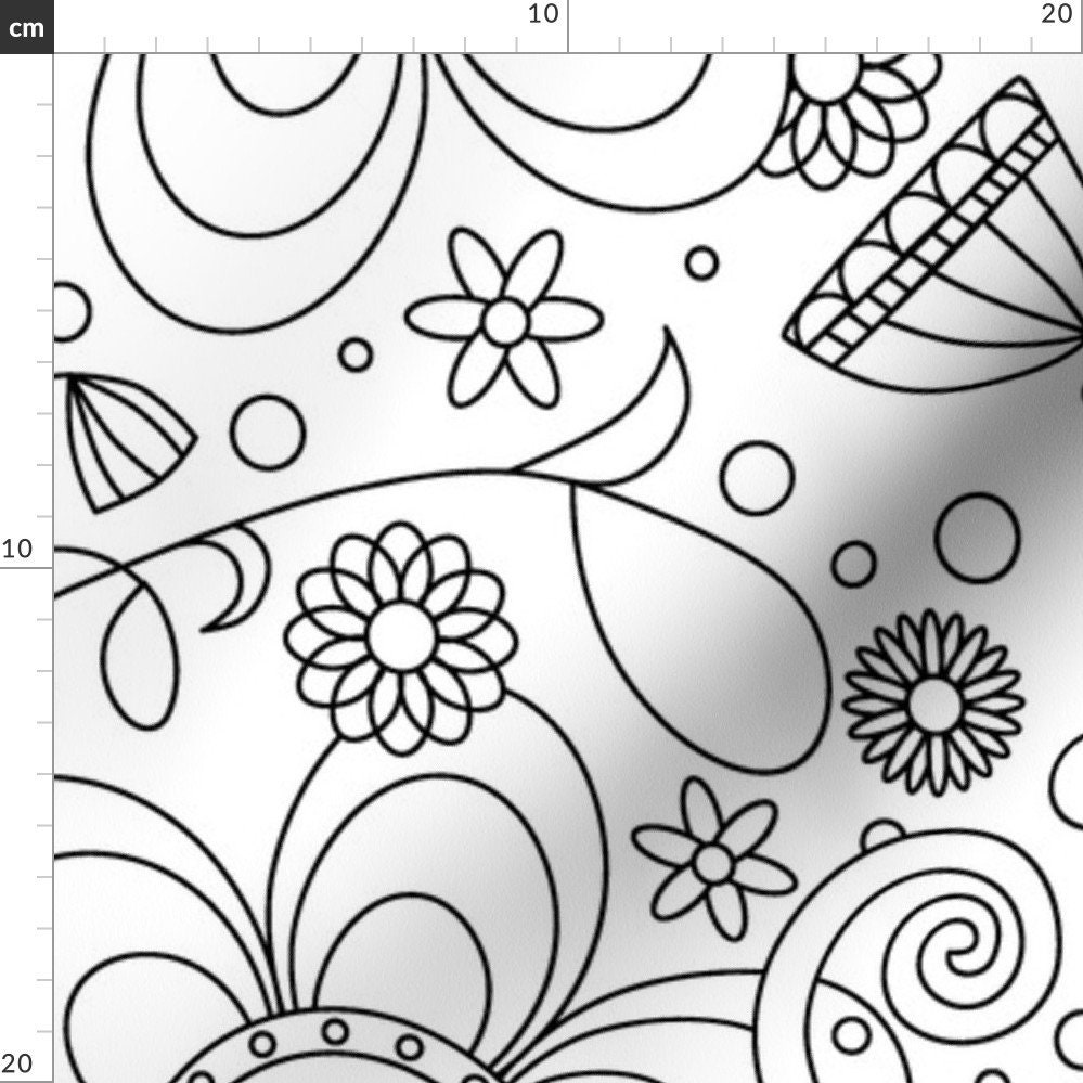 Doodles Fabric Black And White By Tasha Goddard Designs Etsy