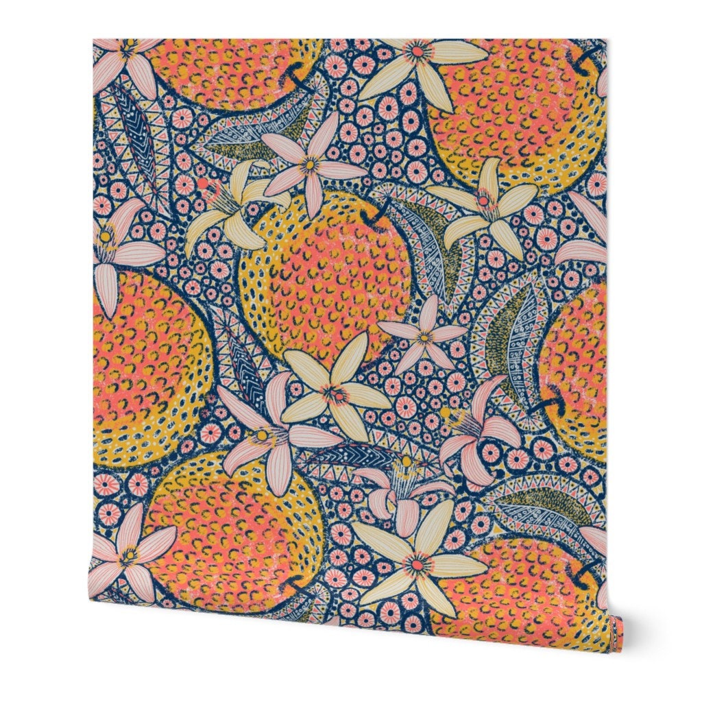 Orange Wallpaper African Oranges by Helenpdesigns Fruit Etsy