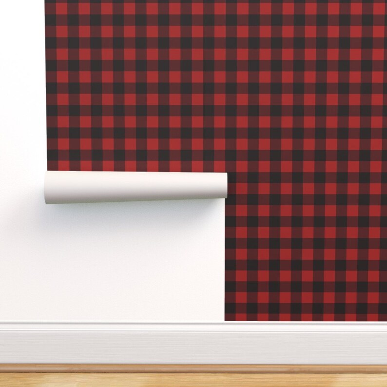 Buffalo Plaid Wallpaper Buffalo Plaid Red by Portage and Etsy