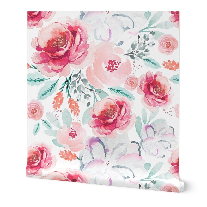 Romantic Floral Wallpaper Valentine Roses by Indybloomdesign Etsy