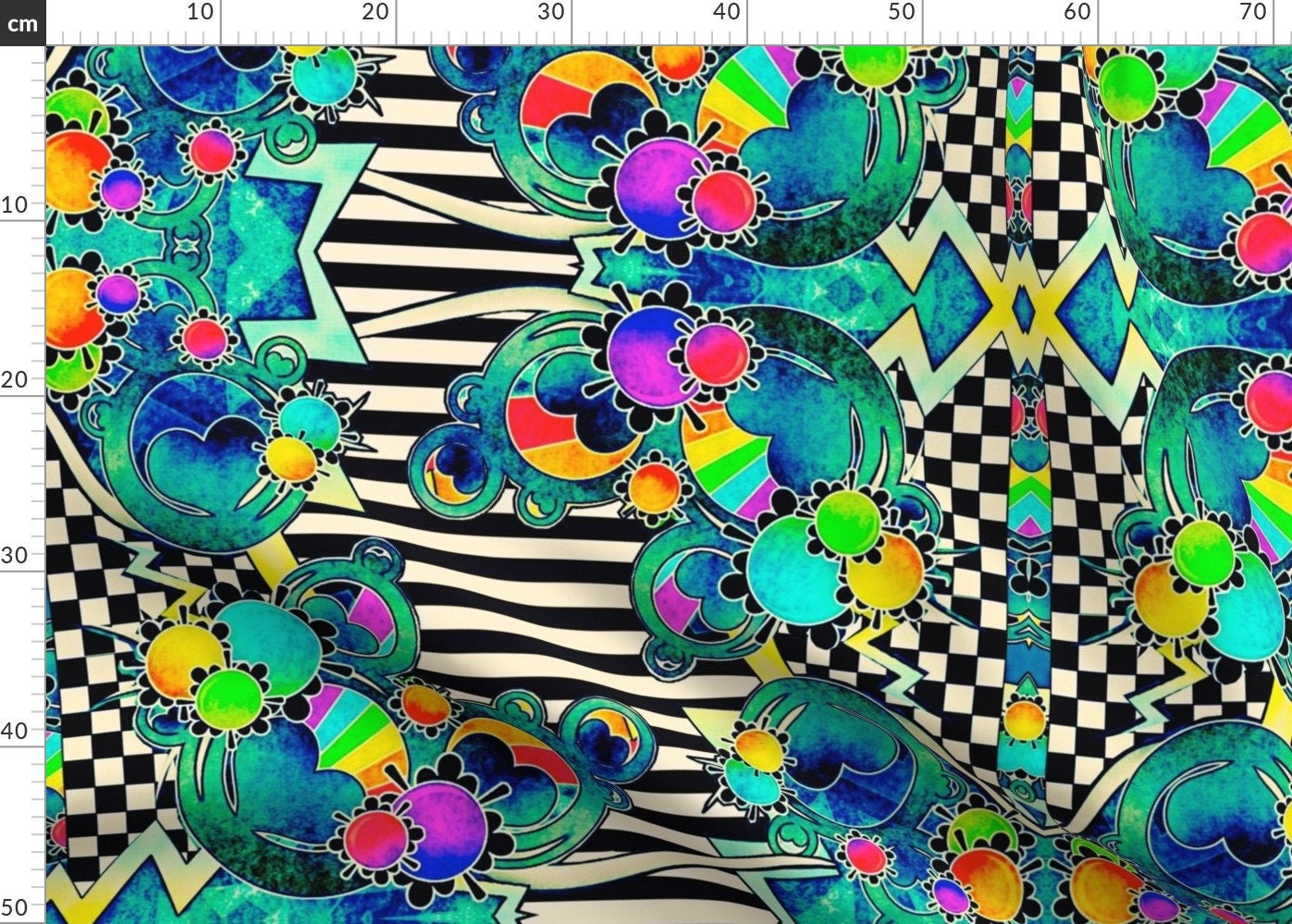 Pop Art Fabric Funky Town By Whimzwhirled Pop Art Cotton Etsy