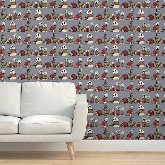 Animal Sweaters Wallpaper Vintage Chums By Scrummy Chevron Etsy Ireland