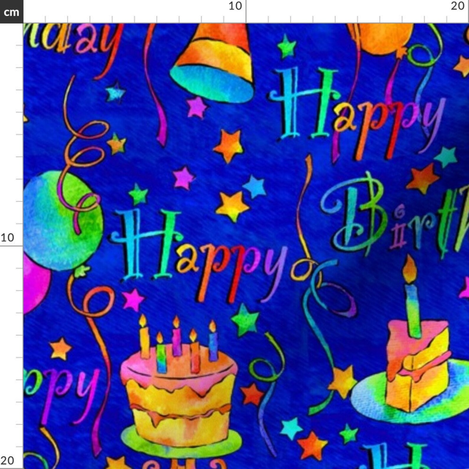 Kids Birthday Fabric Happy Birthday by Ileneavery Rainbow Etsy