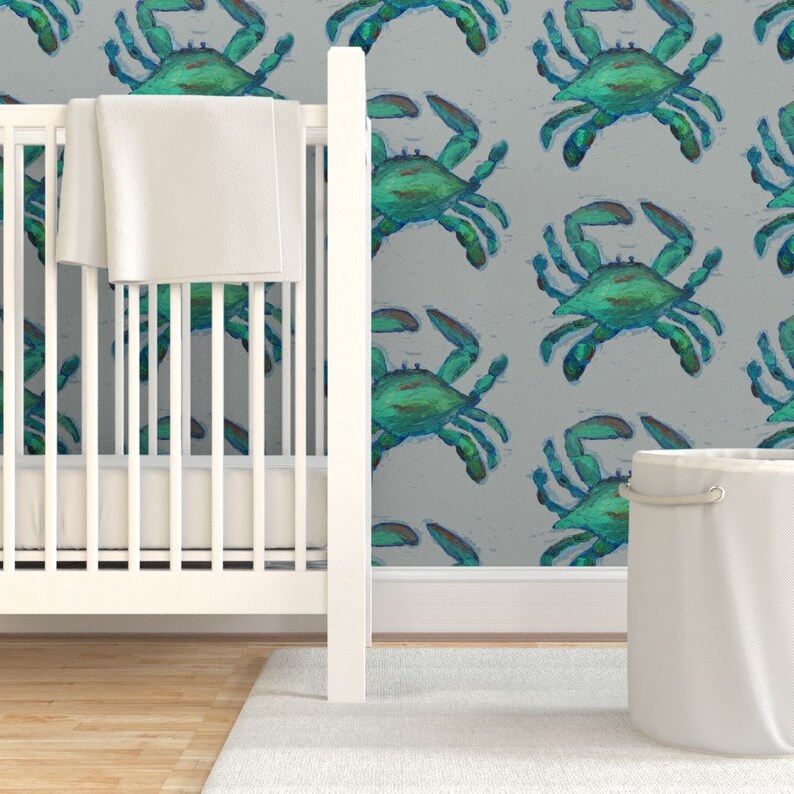 Blue Crab Wallpaper Blue Crabs by Lisakling Marine Life Etsy