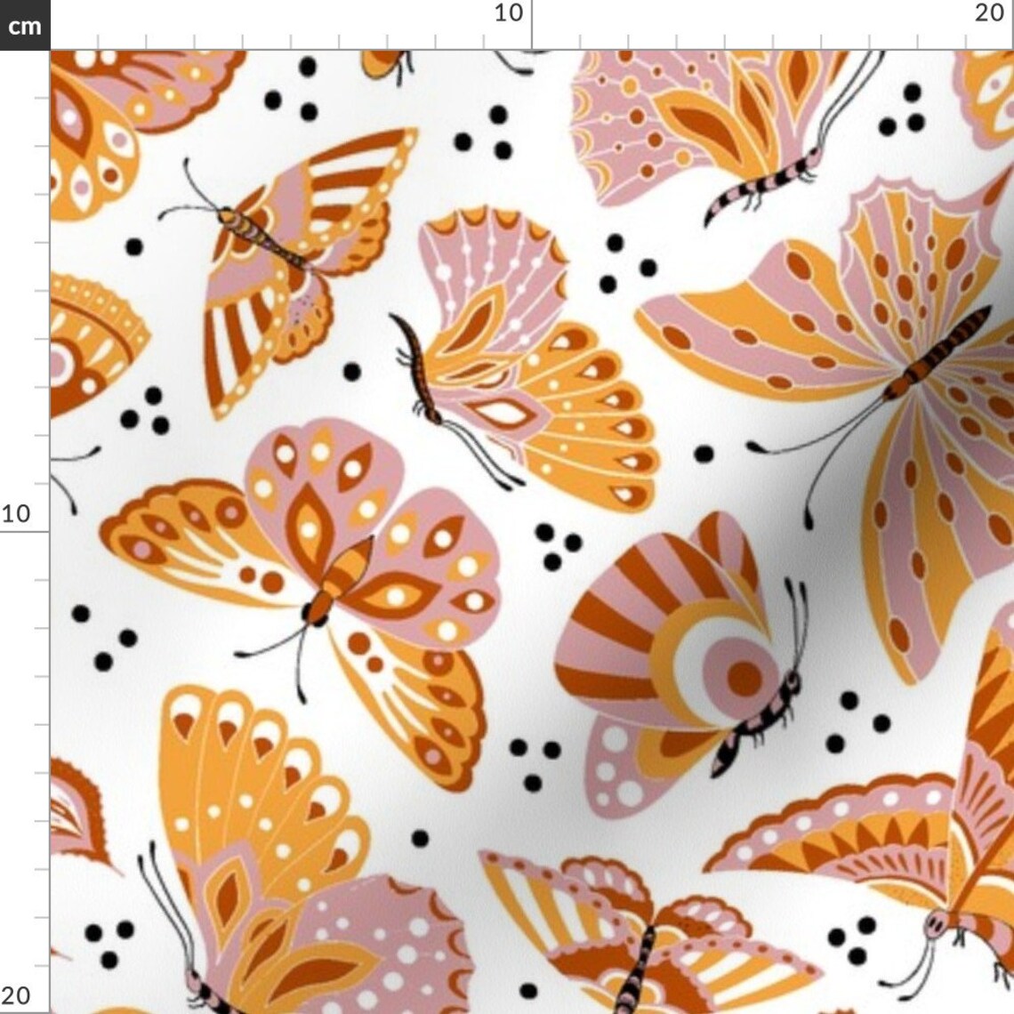 Burnt Orange Butterflies Fabric Butterflies Limited | Etsy