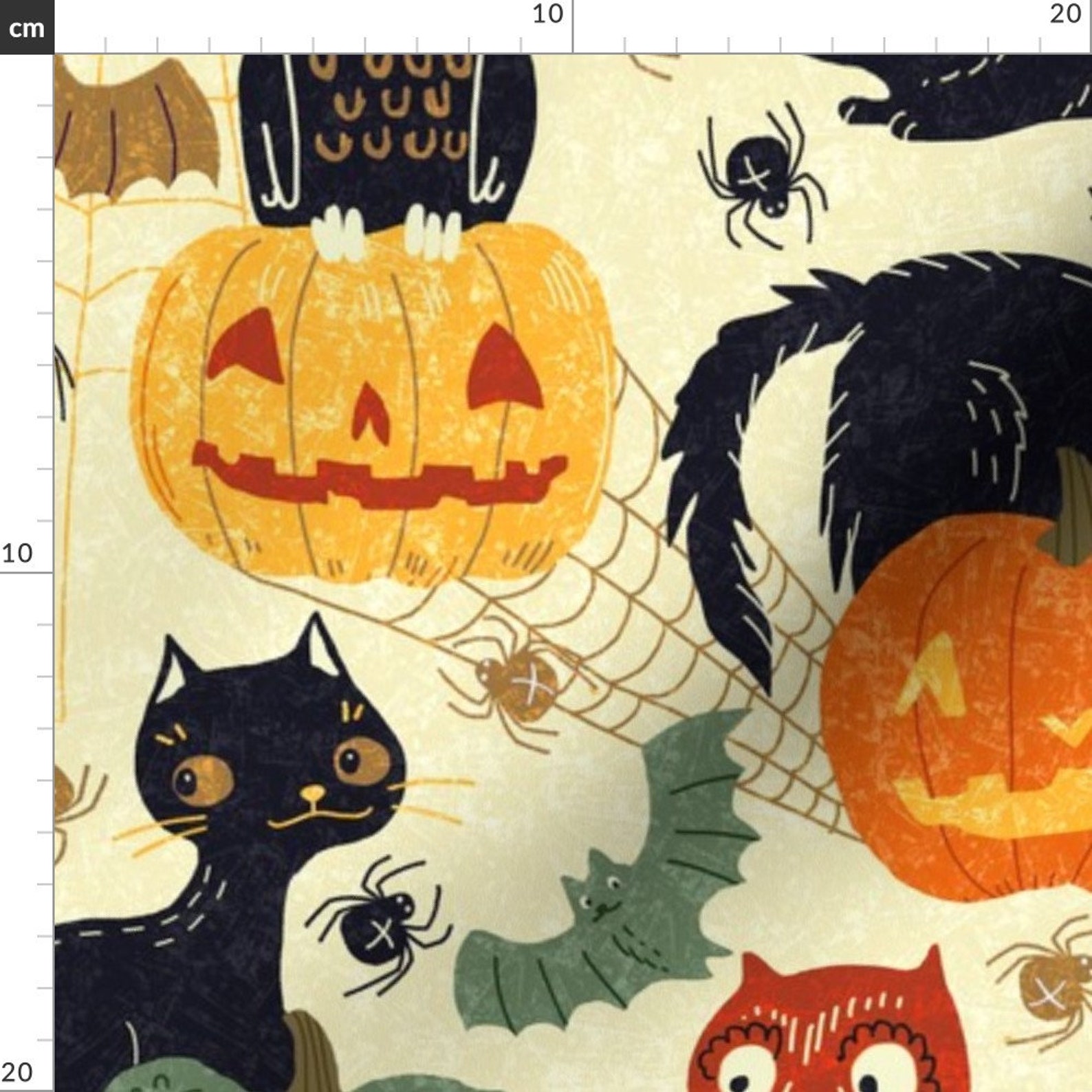Vintage Halloween Fabric Halloween Animals By Gaiamarfurt | Etsy